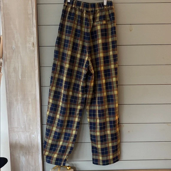 Stussy Plaid Wide-Leg Pants in Yellow and Blue - Picture 5 of 8
